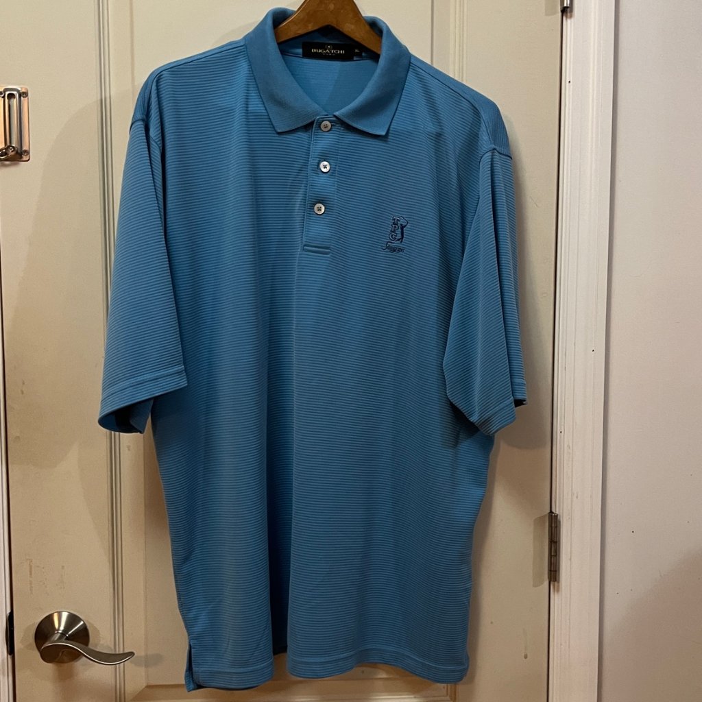 Bugatchi Uomo Men's Xl 65% Modal Rayon/35% Polyester S/S Qtr Btn Golf Polo. Blue